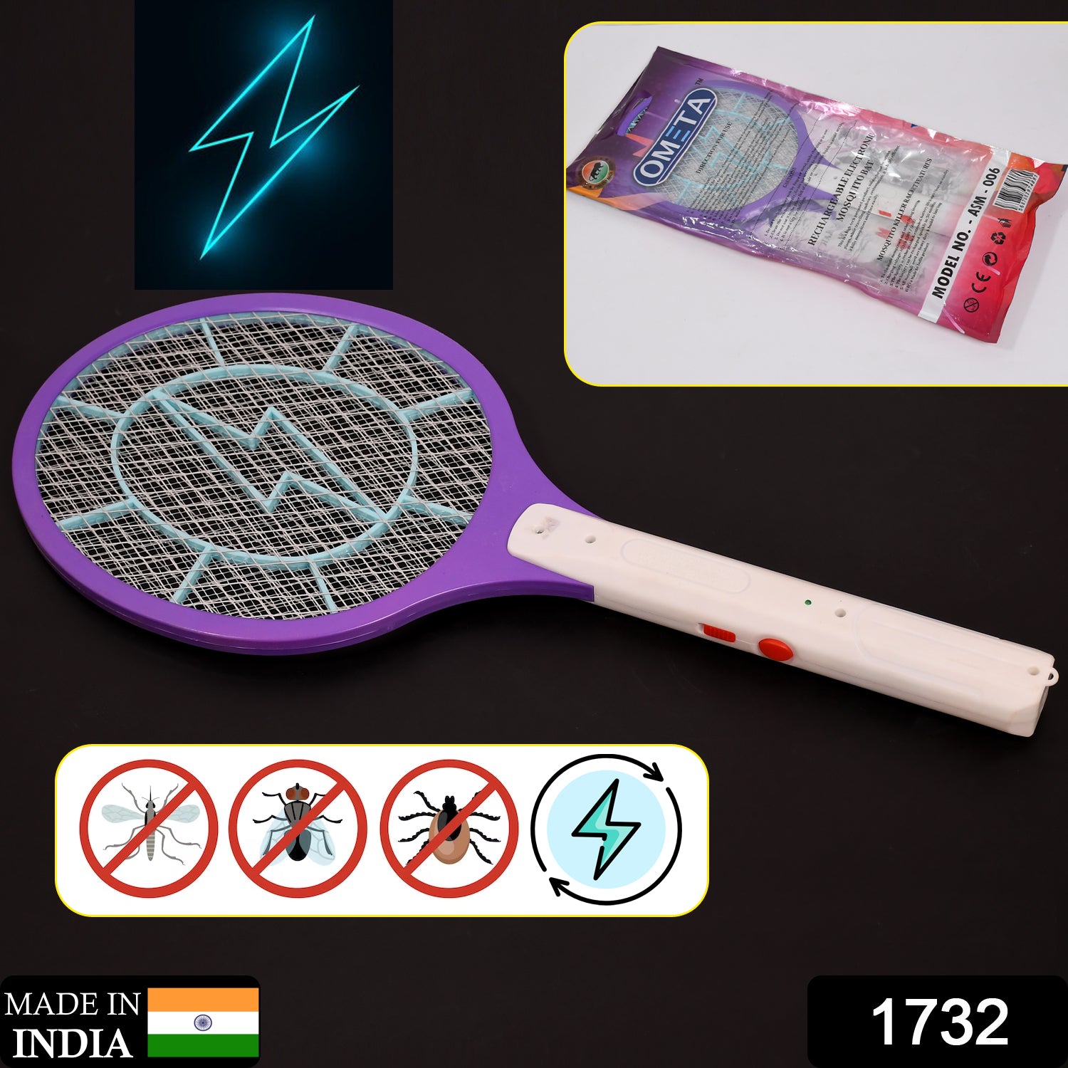 1732 Mosquito Killer Racket Rechargeable Handheld Electric Fly Swatter Mosquito Killer Racket Bat, Electric Insect Killer (Quality Assured) DeoDap 1732 Mosquito Killer Racket Rechargeable Handheld Electric Fly Swatter Mosquito Killer Racket Bat, Electric Insect Killer (Quality Assured) DeoDap